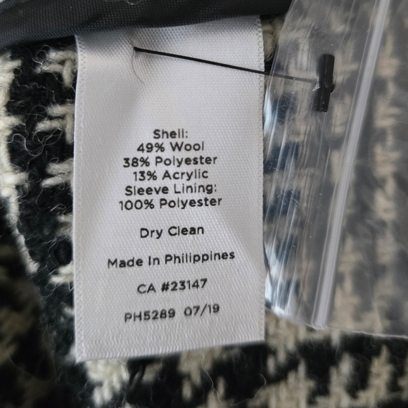Talbots Stunning  Black White Houndstooth Wool Blend Women's Jacket 16 NWOT - Picture 6 of 6